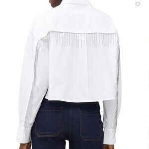 FRENCH CONNECTION Alyssia Crystal Trim Shirt, size SMALL